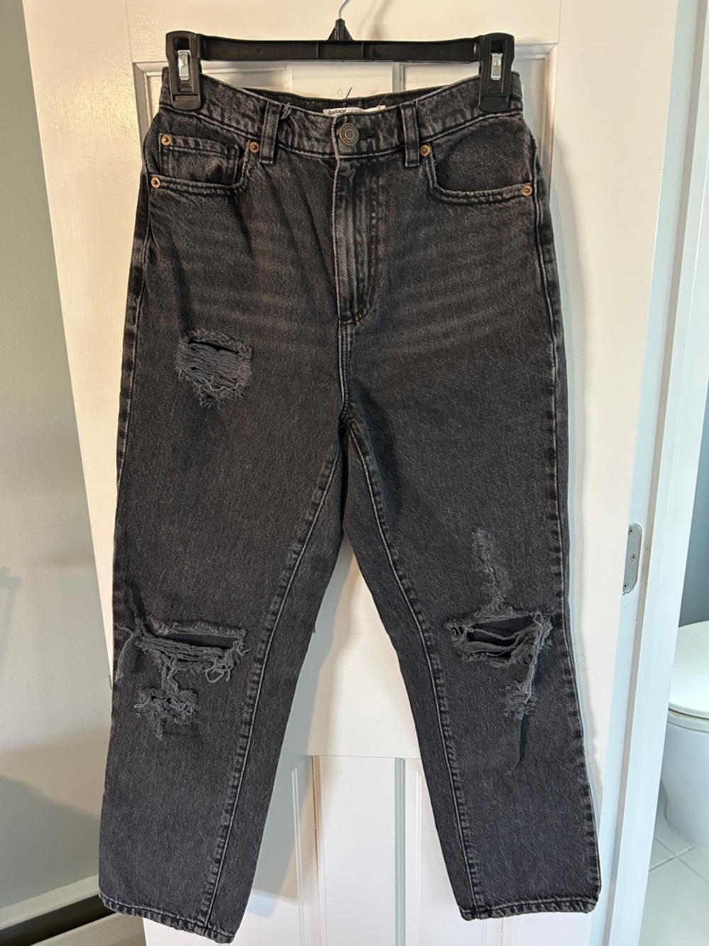 Garage High-Waist Distressed Black Jeans